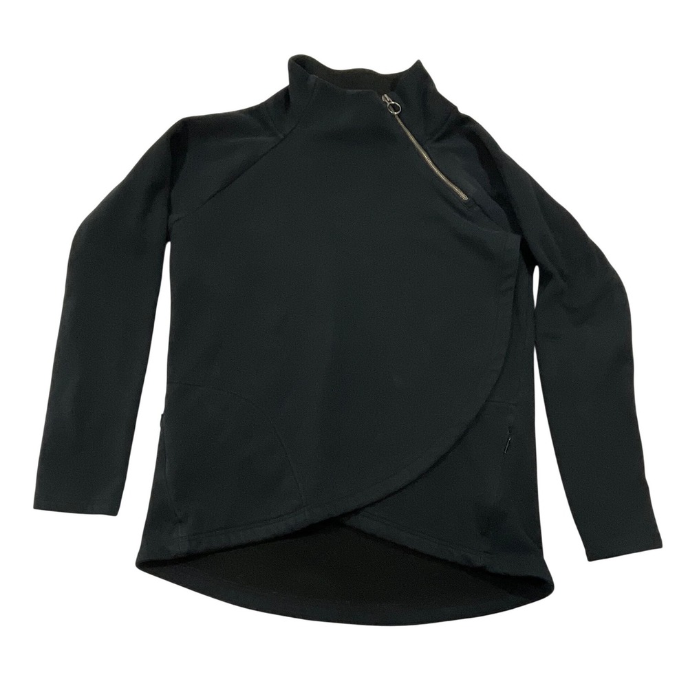 Athleta Cozy Karma Asym Pullover Sweatshirt Black Medium
